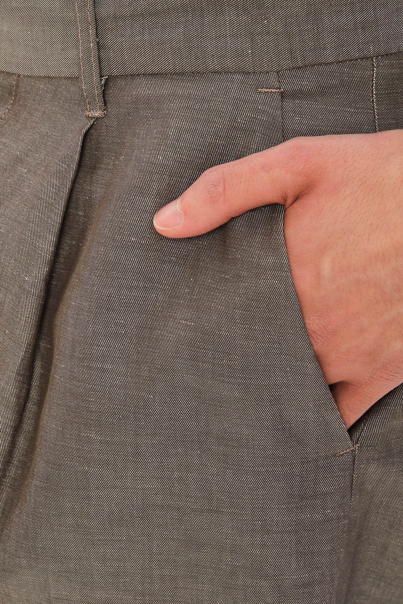 Amsterdam Trousers in a Silver Brown Italian Blend of Cotton and Linen