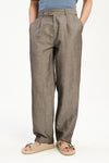 Amsterdam Trousers in a Brown Italian Blend of Cotton and Linen