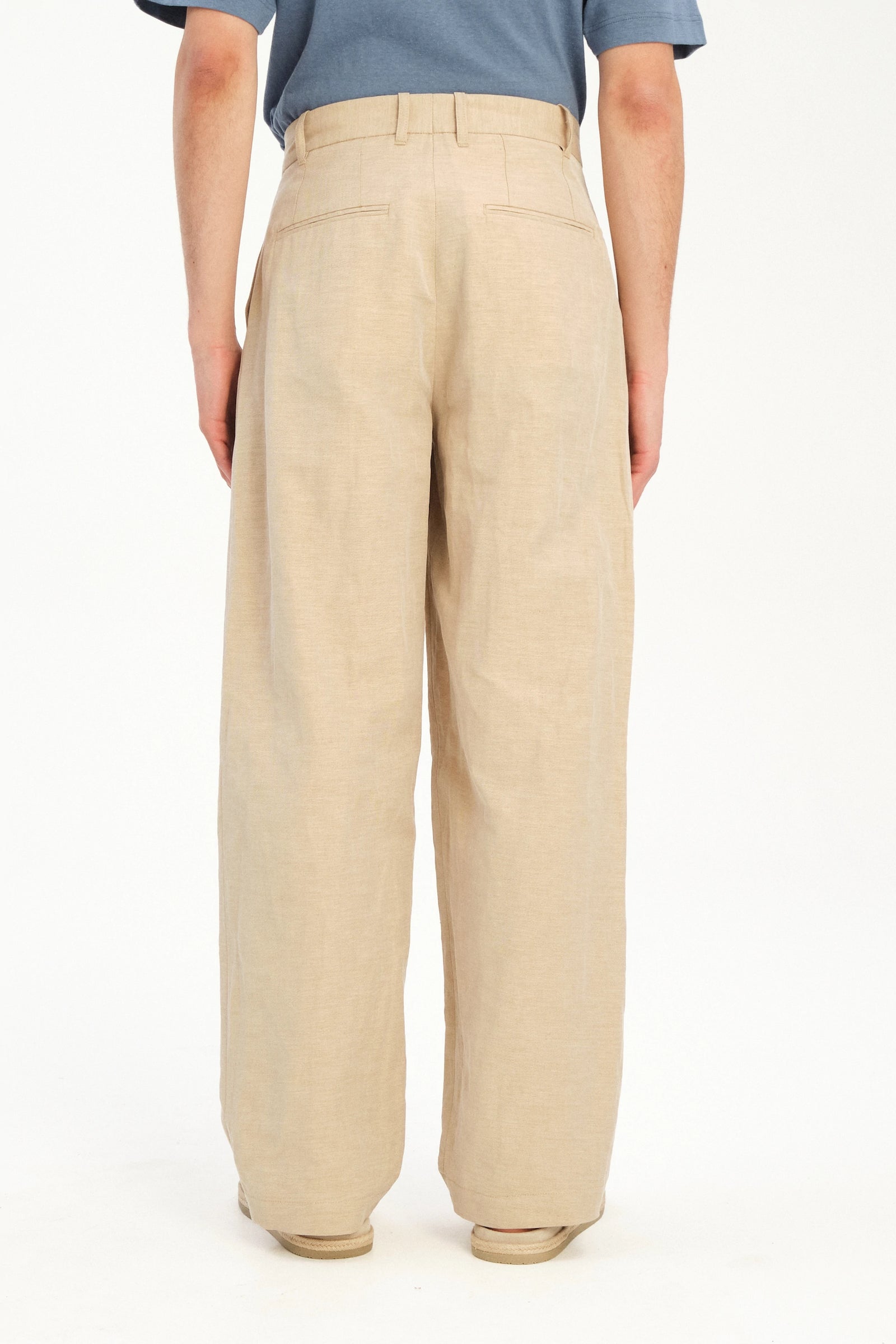 Amsterdam Trousers in a Natural Beige Italian Blend of Cotton and Linen