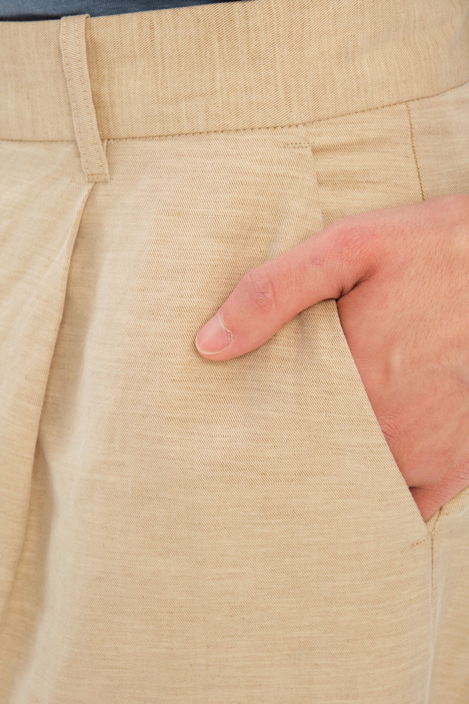 Amsterdam Trousers in a Natural Beige Italian Blend of Cotton and Linen