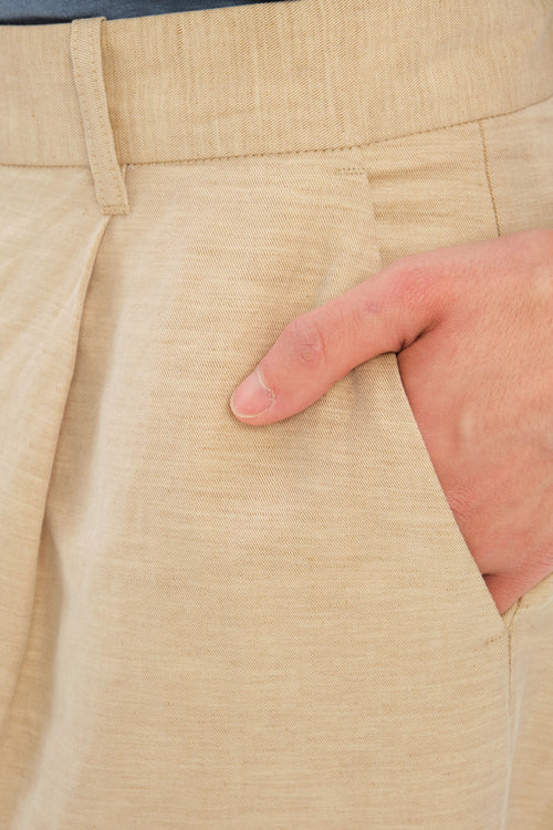 Amsterdam Trousers in a Beige Italian Blend of Cotton and Linen