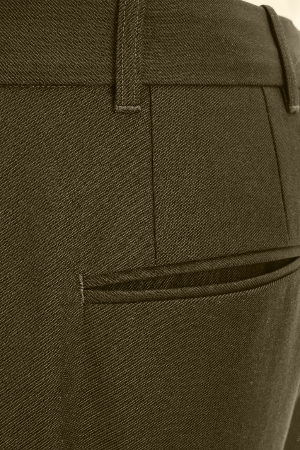 Amsterdam Trousers in a Firm Khaki Green Cotton from Italy