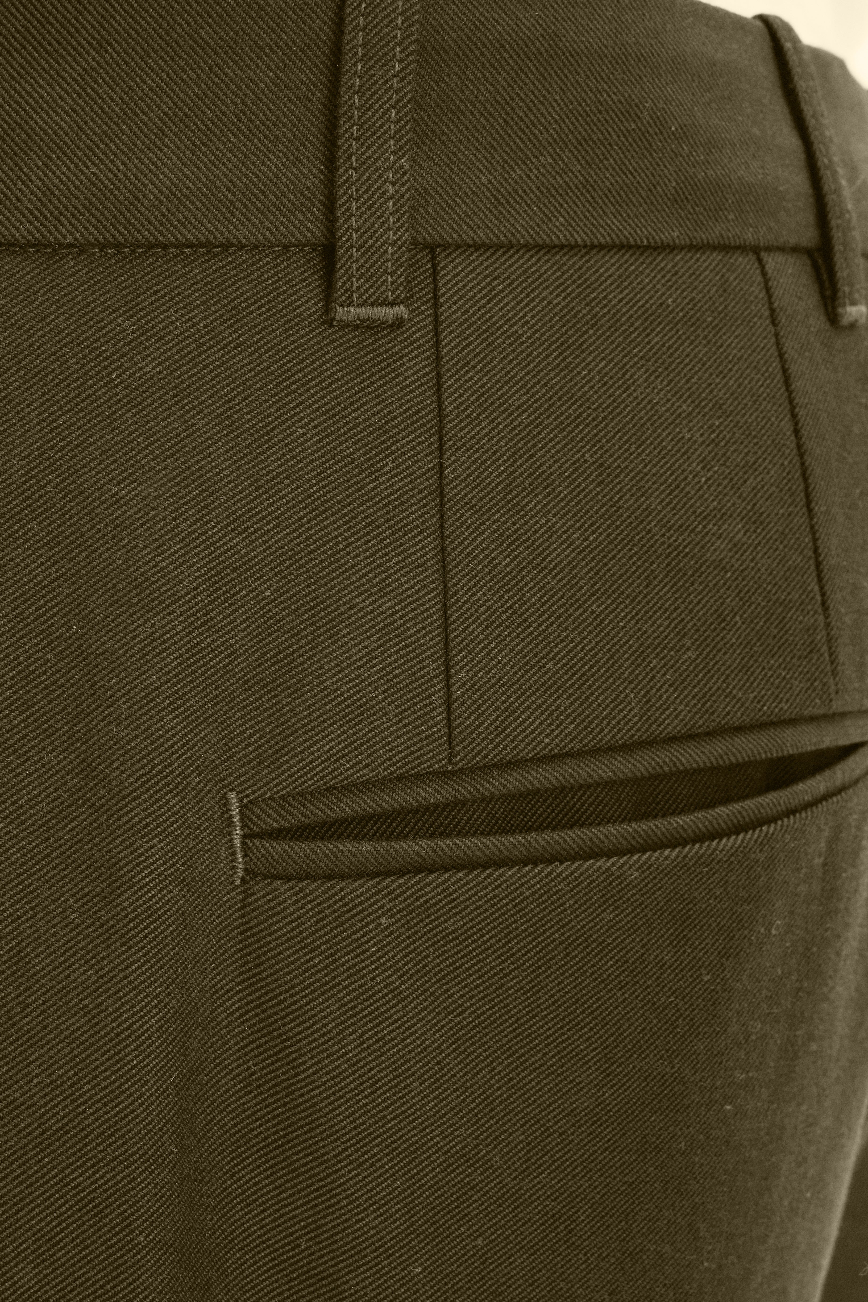 Amsterdam Trousers in a Firm Khaki Green Cotton from Italy
