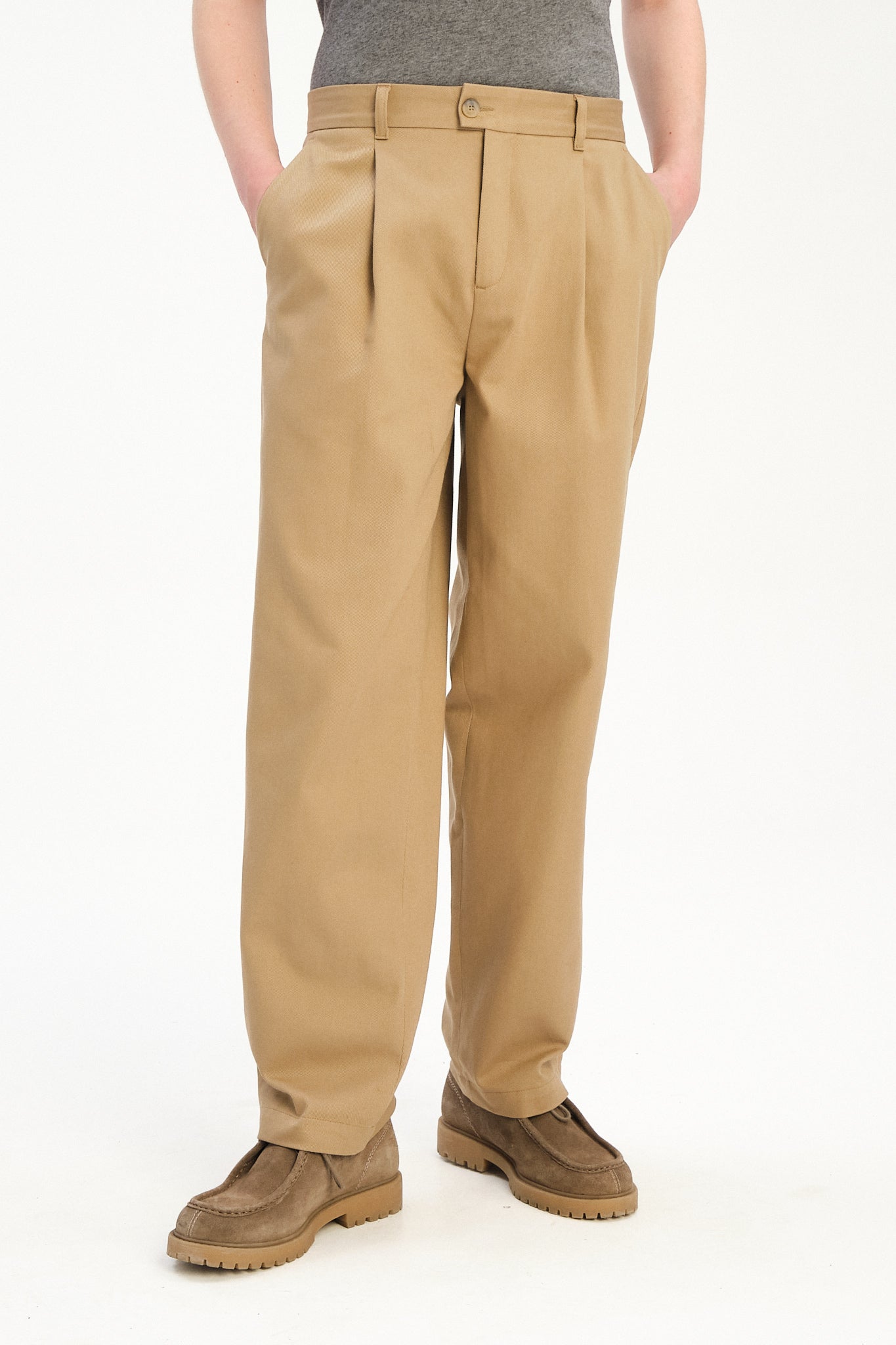 Amsterdam Trousers in a Khaki Japanese Diagonal Twill Cotton