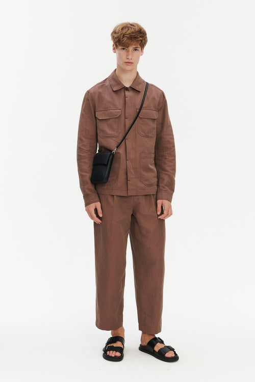 Amsterdam Trousers in a Cinamon Italian Blend of Cotton and Linen