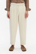 Pre-Order - Cropped Trousers in Japanese Blend of Cotton, Linen and Wool