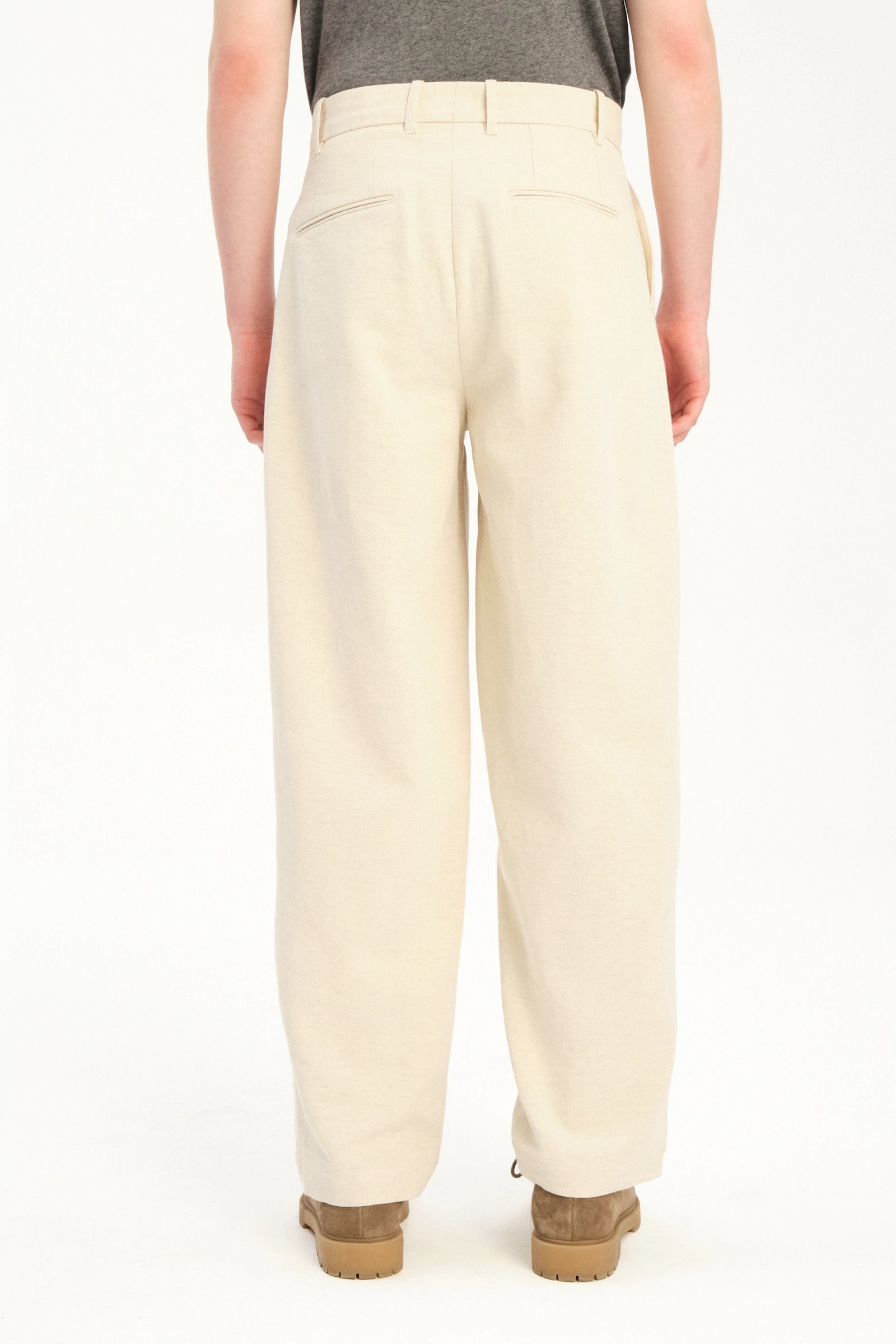 Amsterdam Trousers in an Ecru White Japanese Blend of Wool, Cotton and Linen