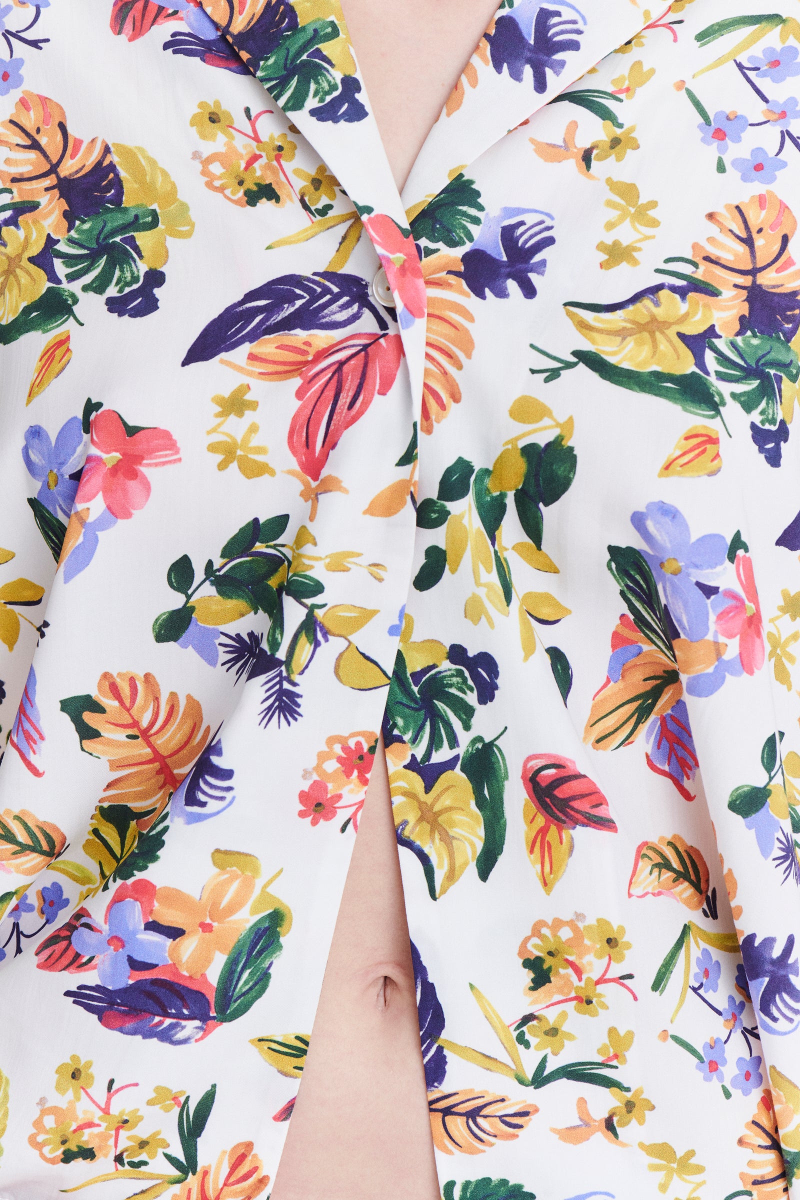 Top  in a Green, Yellow, Blue and Pink Flower Natural Italian Lyocell