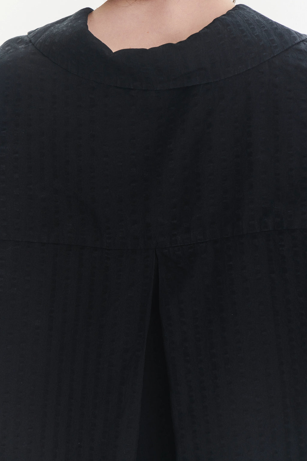 Top in a Structured Black Fine Portuguese Lyocell