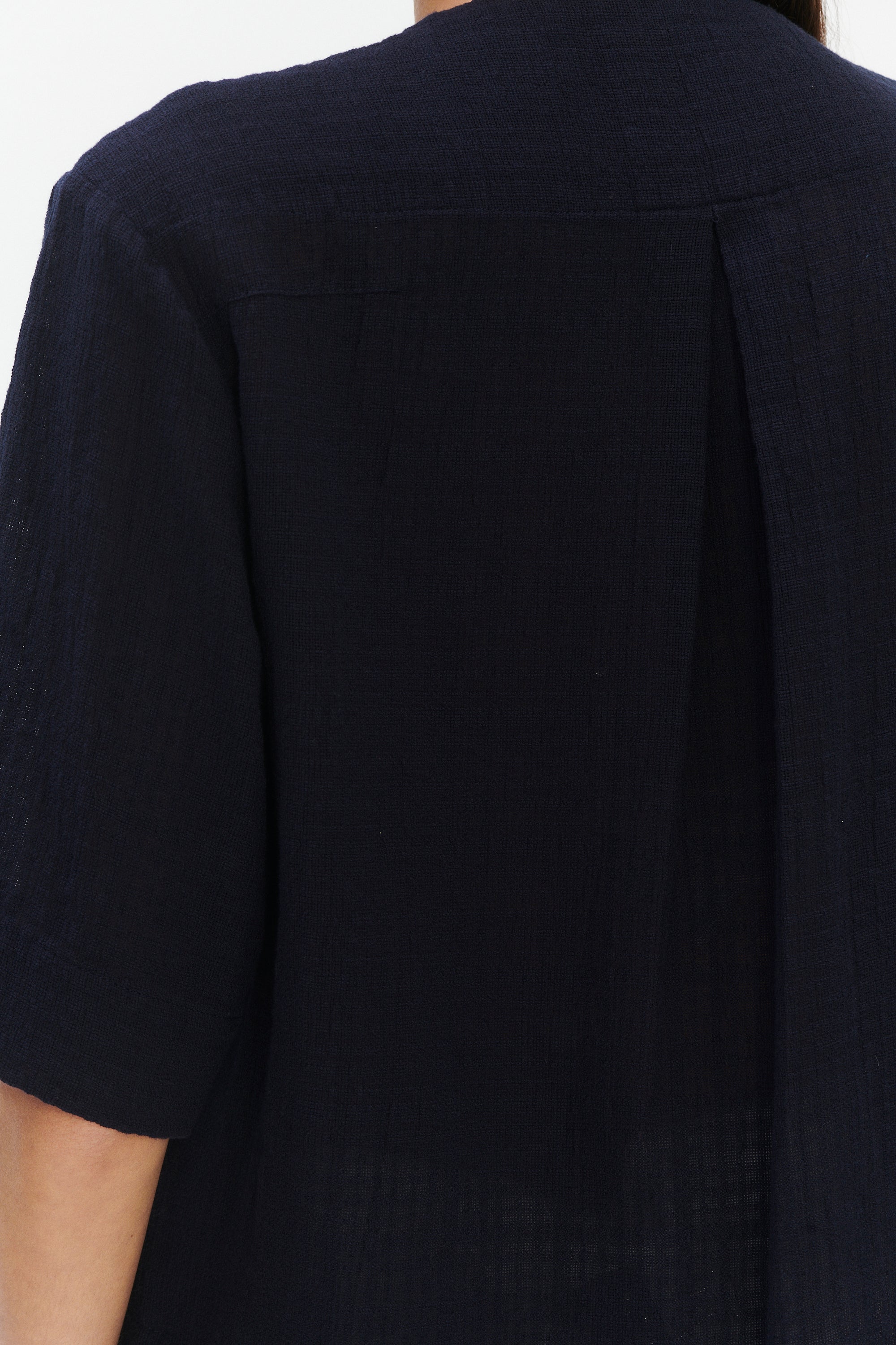 Relaxed Shirt Jacket in a Dark Navy Airy Structural Portuguese Cotton