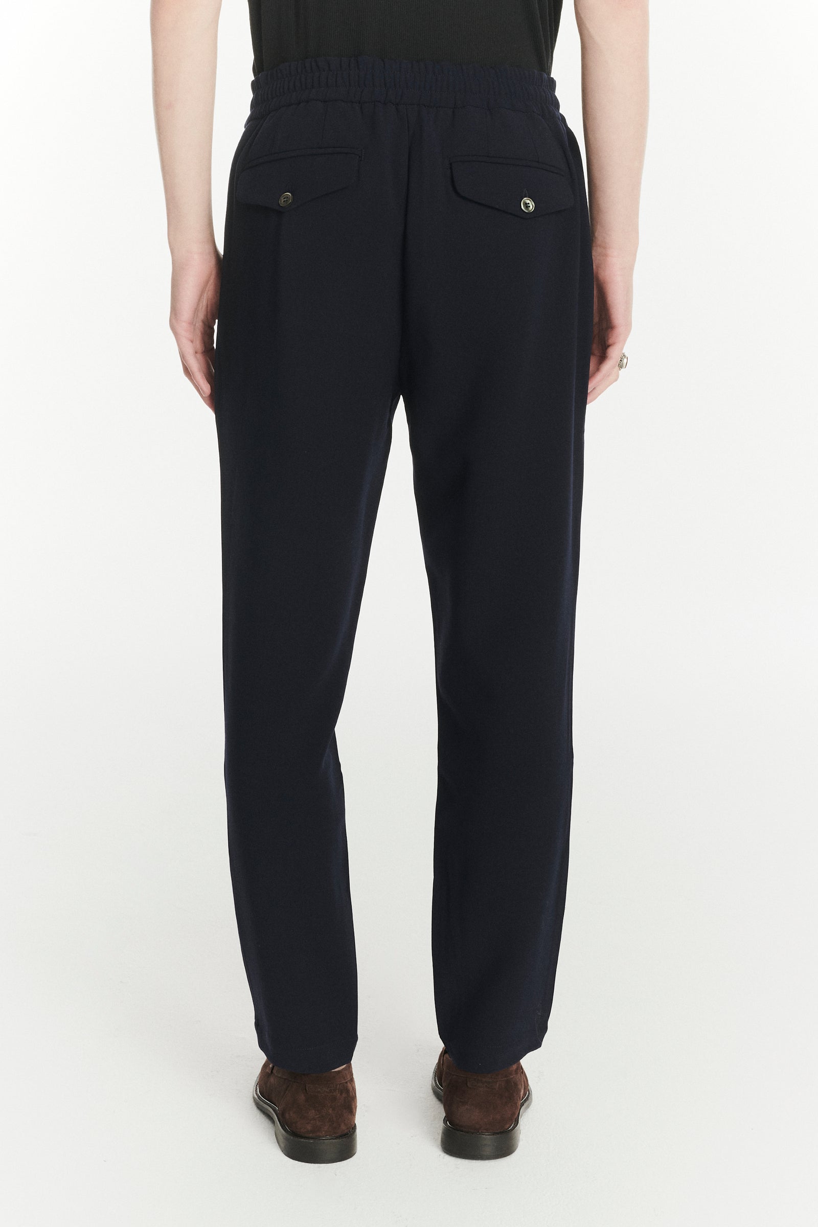 Garden Trousers in the Finest Navy Blue Easy Stretch Italian Virgin Wool