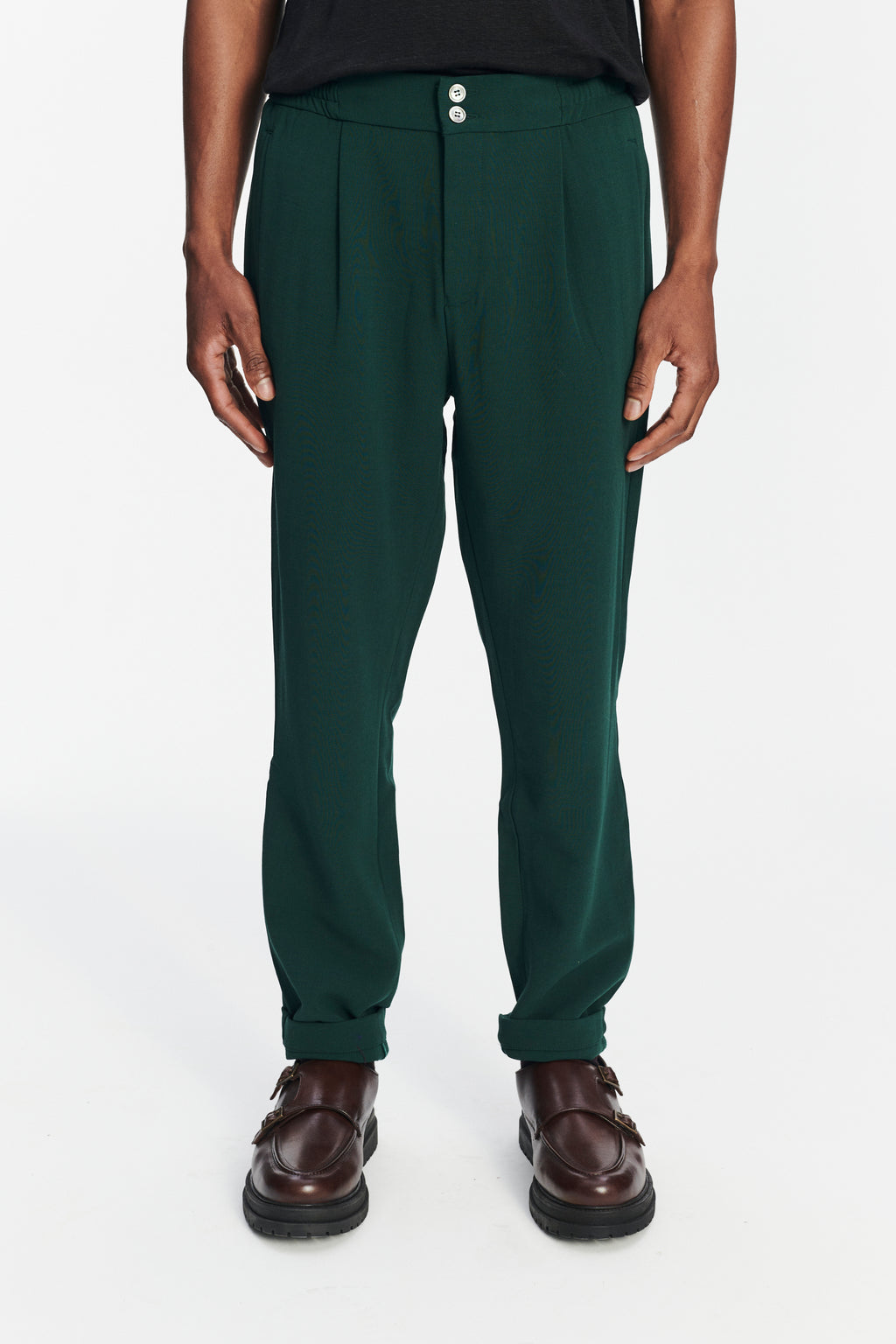 Garden Trousers in the Finest Dark Green Italian Double Virgin Wool by Giuseppe Botto