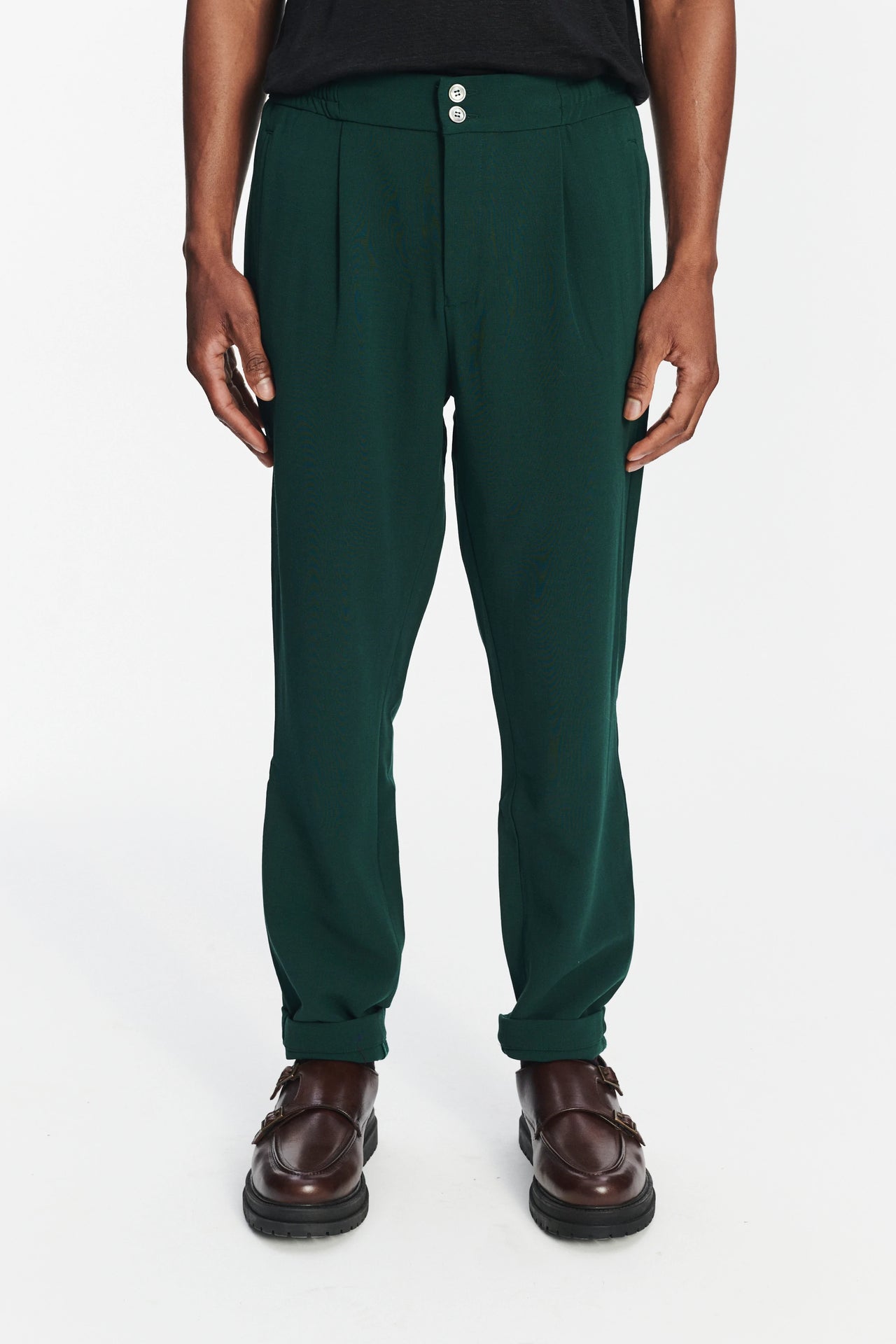 Garden Trousers in the Finest Dark Green Italian Double Virgin Wool by Giuseppe Botto