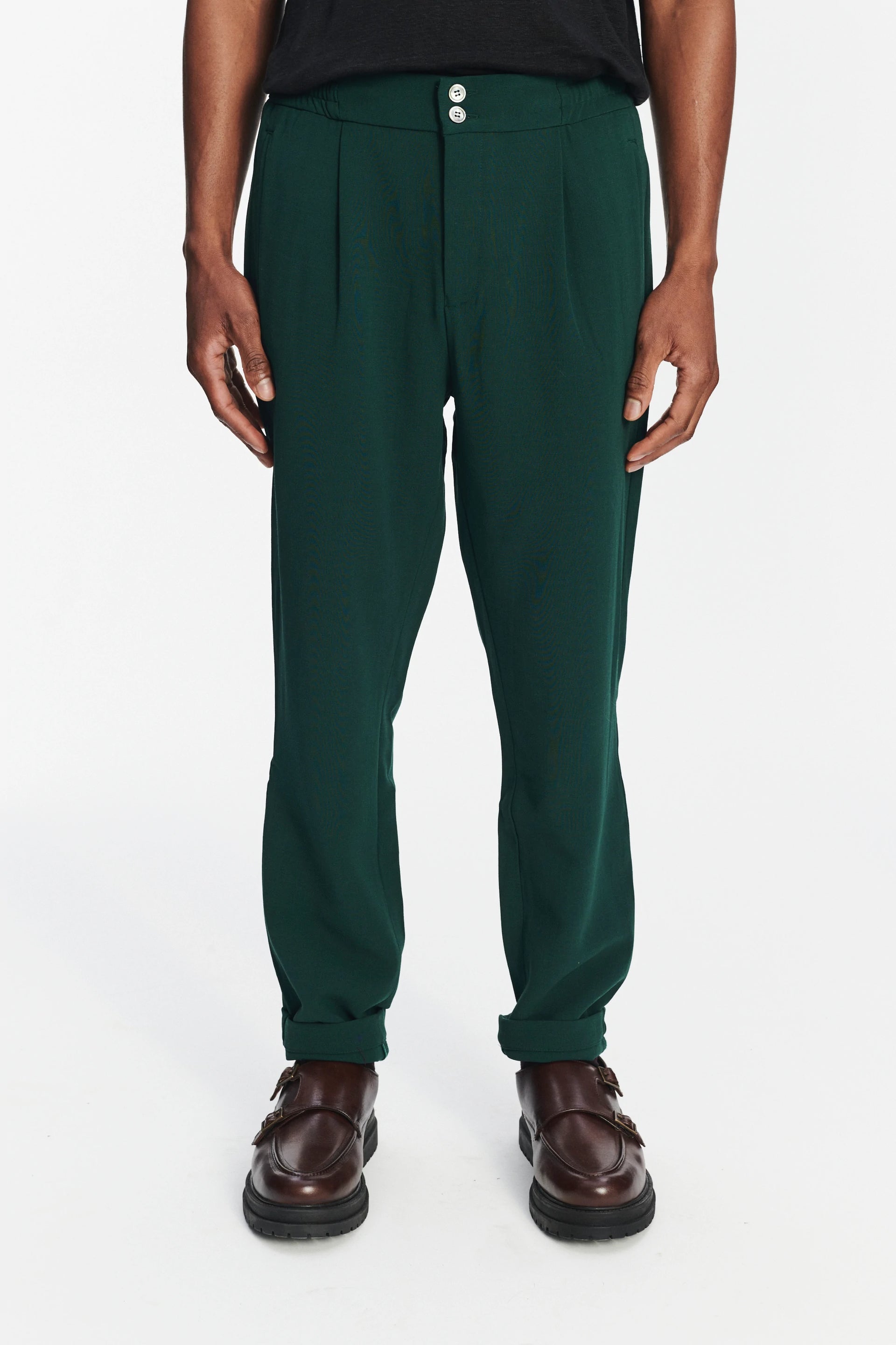 Garden Trousers in the Finest Dark Green Italian Double Virgin