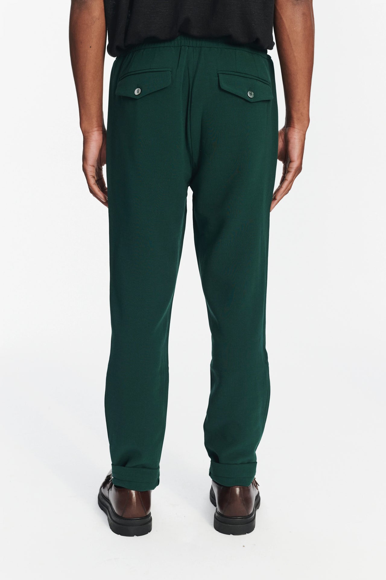 Garden Trousers in the Finest Dark Petrol Green Italian Double Virgin Wool by Giuseppe Botto