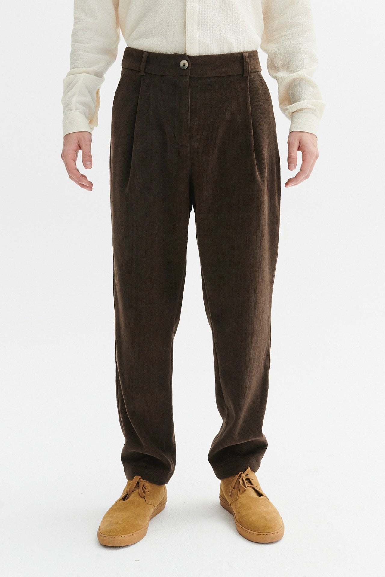 Genuine Trousers in a Brown Italian Organic Cotton and Wool by Albini
