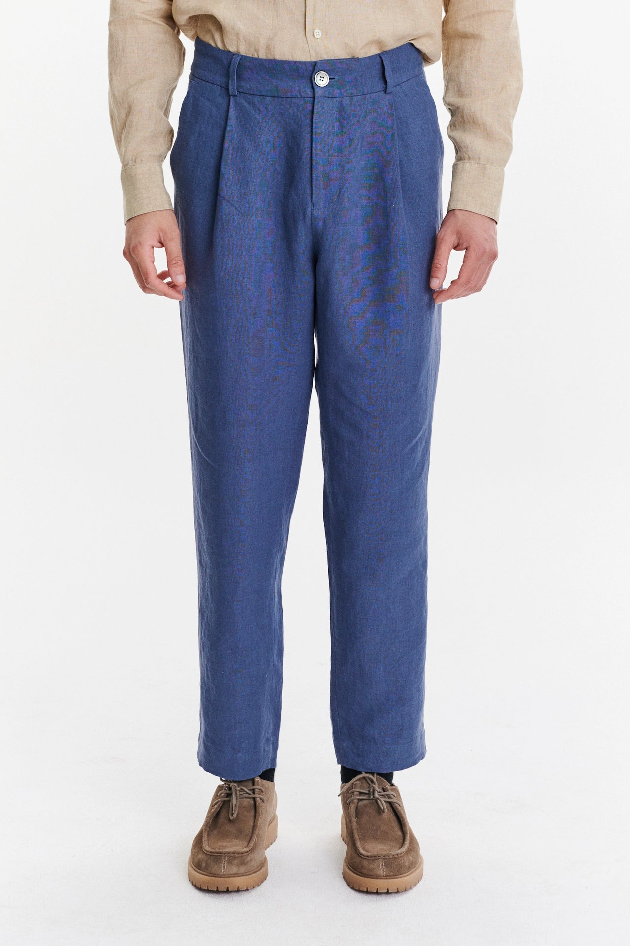 Genuine Trousers in a Police Blue Fine Sustainable Belgian Linen
