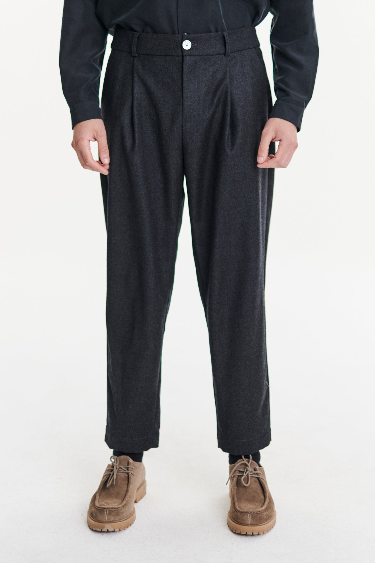 Genuine Trousers in the Finest Dark Grey Virgin Wool and Cashmere from Giuseppe Botto