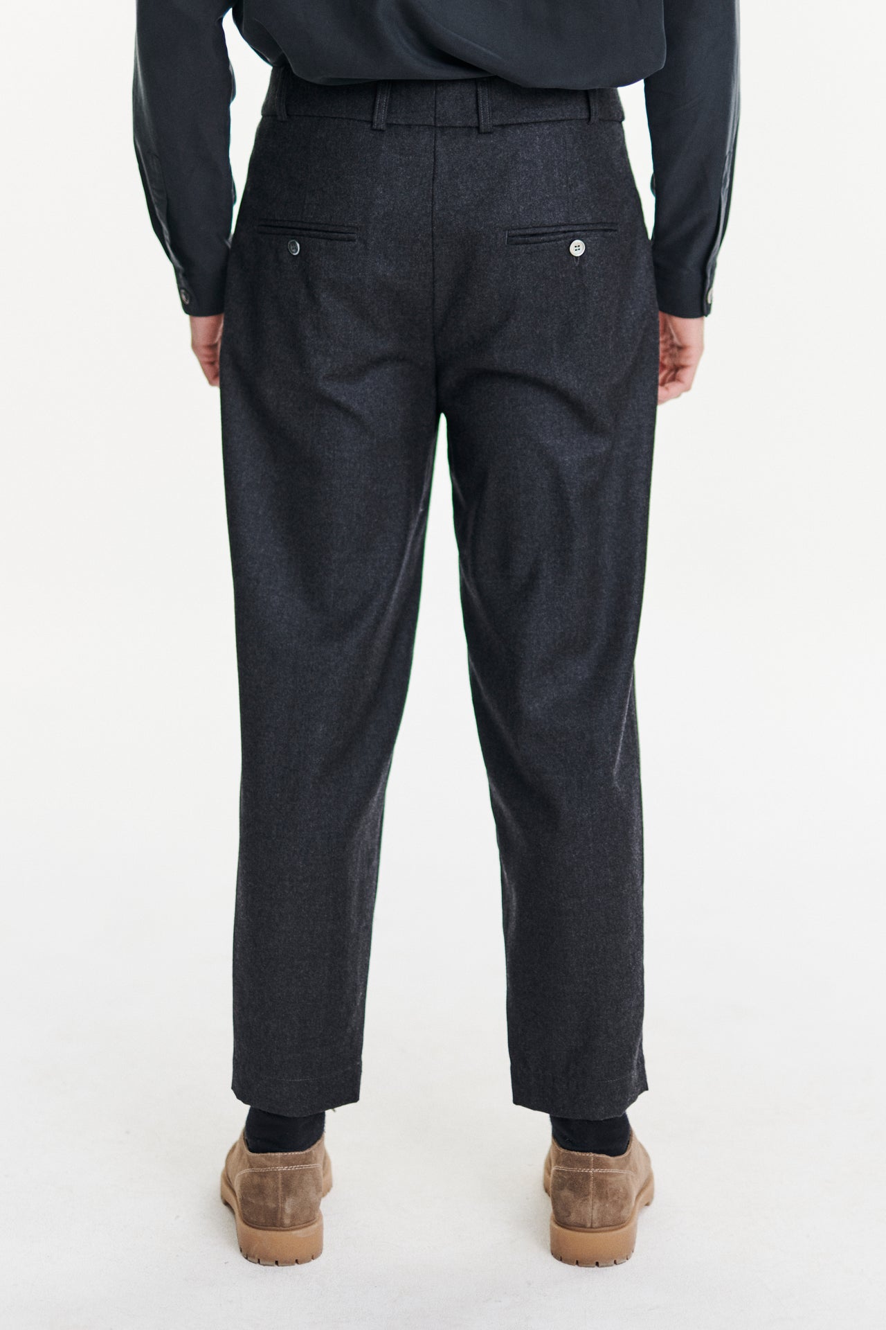 Genuine Trousers in the Finest Dark Grey Virgin Wool and Cashmere from Giuseppe Botto