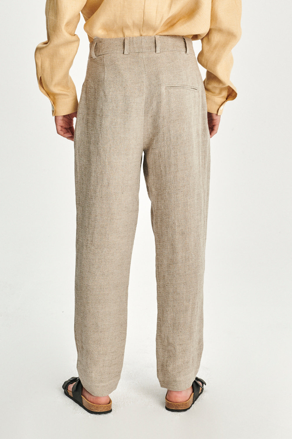 Genuine Trousers in a Beige Fluid Italian Linen Crepe