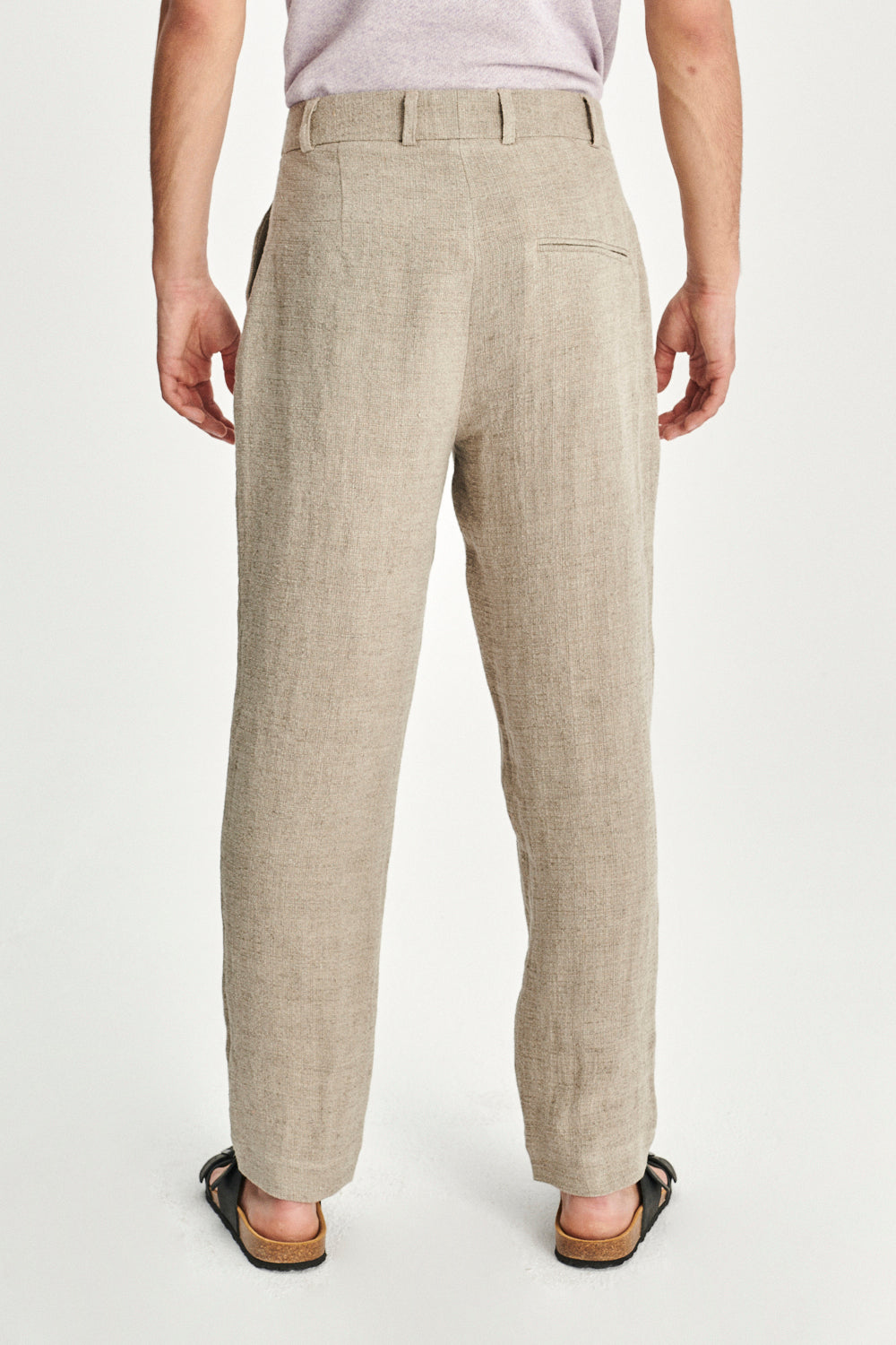 Genuine Trousers in a Beige Fluid Italian Linen Crepe