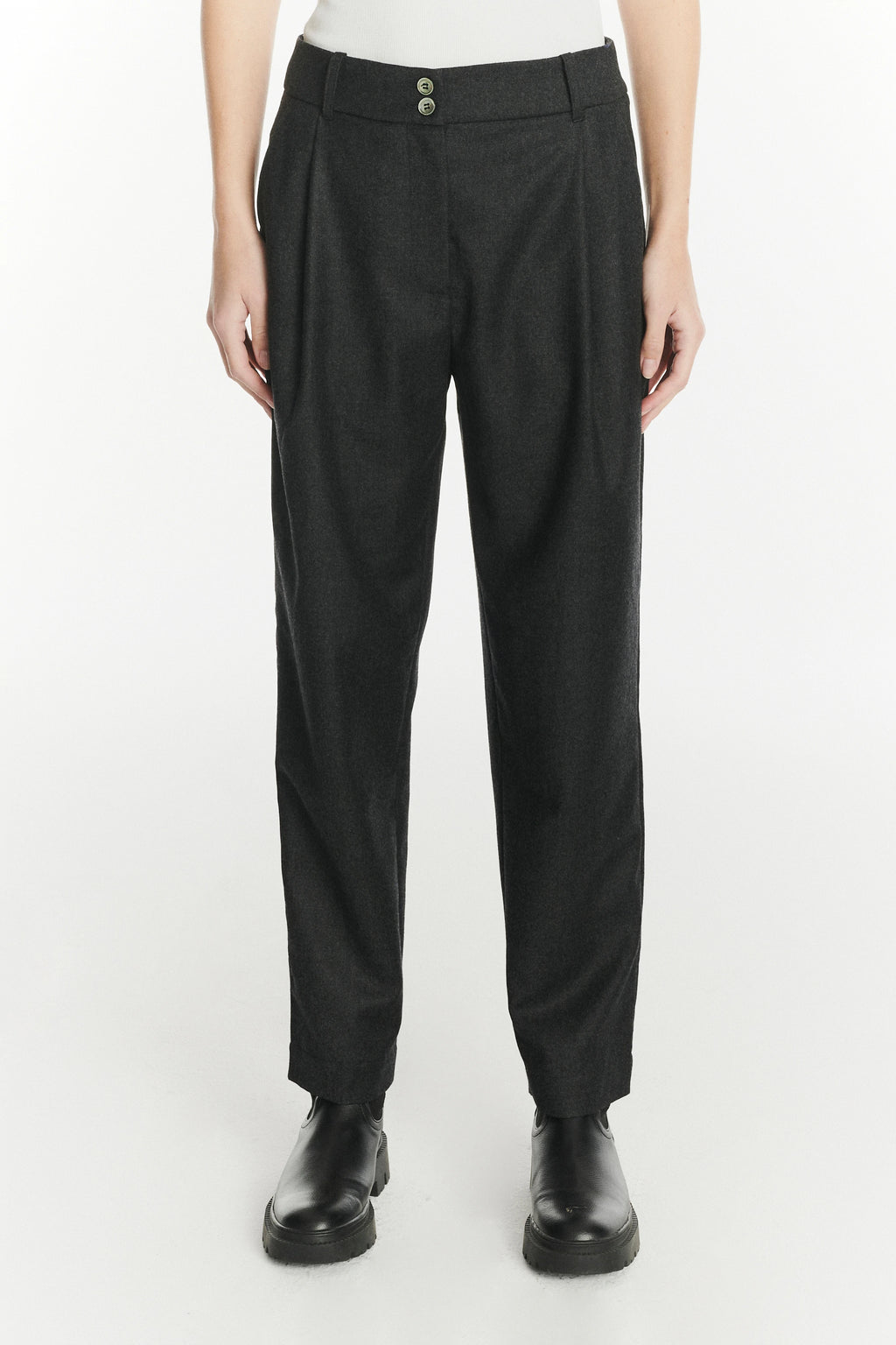 Genuine Trousers in the Finest Dark Grey Italian Virgin Wool from Giuseppe Botto