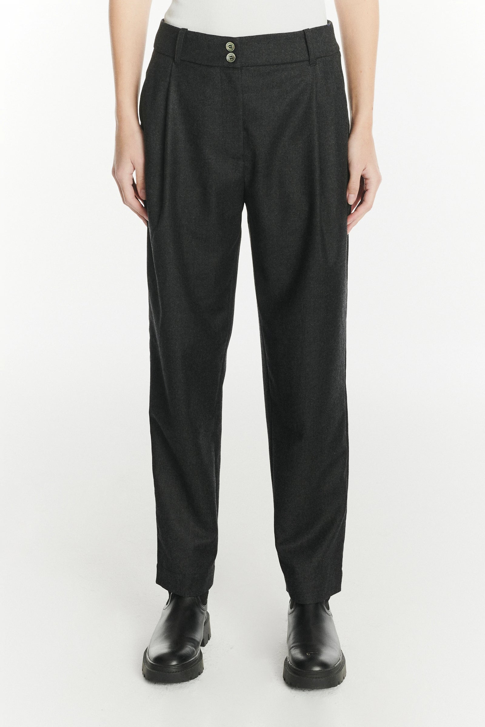Genuine Trousers in the Finest Dark Grey Italian Virgin Wool from Giuseppe Botto