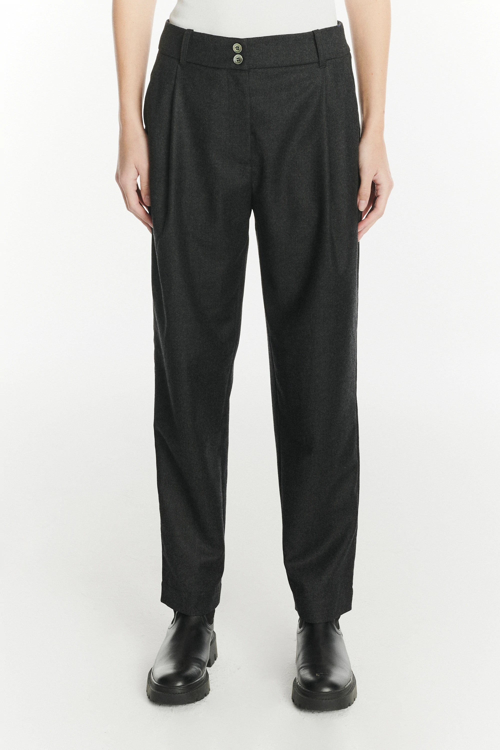 Genuine Trousers in the Finest Dark Grey Italian Virgin Wool from Giuseppe Botto