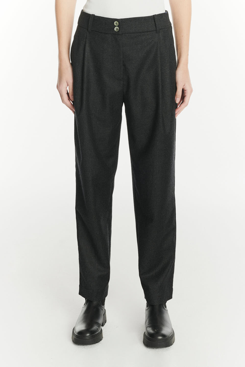 Genuine Trousers in the Finest Dark Grey Italian Virgin Wool from Giuseppe Botto