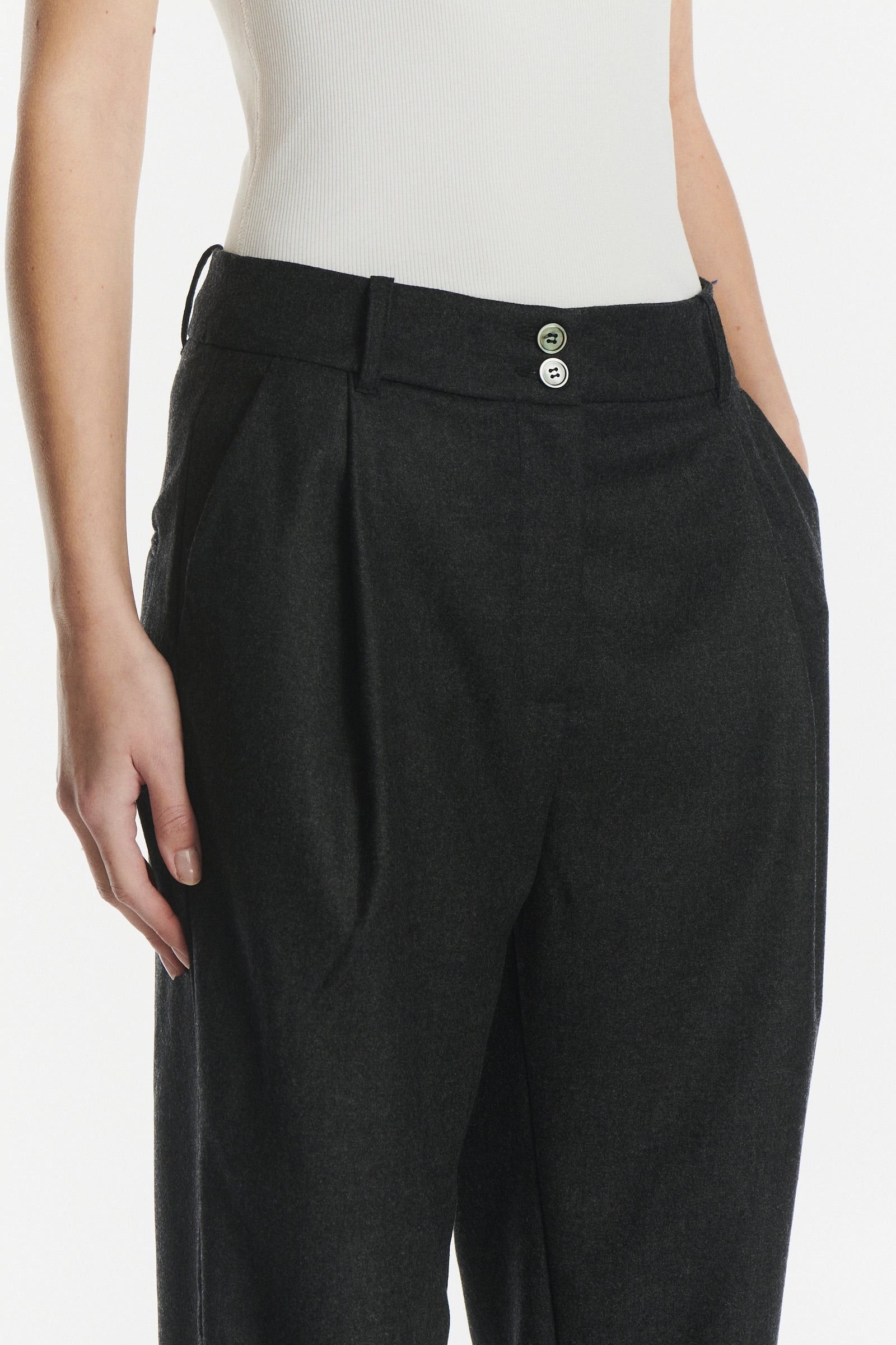 Genuine Trousers in the Finest Dark Grey Italian Virgin Wool from Giuseppe Botto
