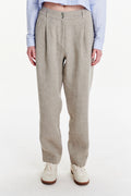 Trousers in a Beige Fluid and Structured Italian Linen Crepe