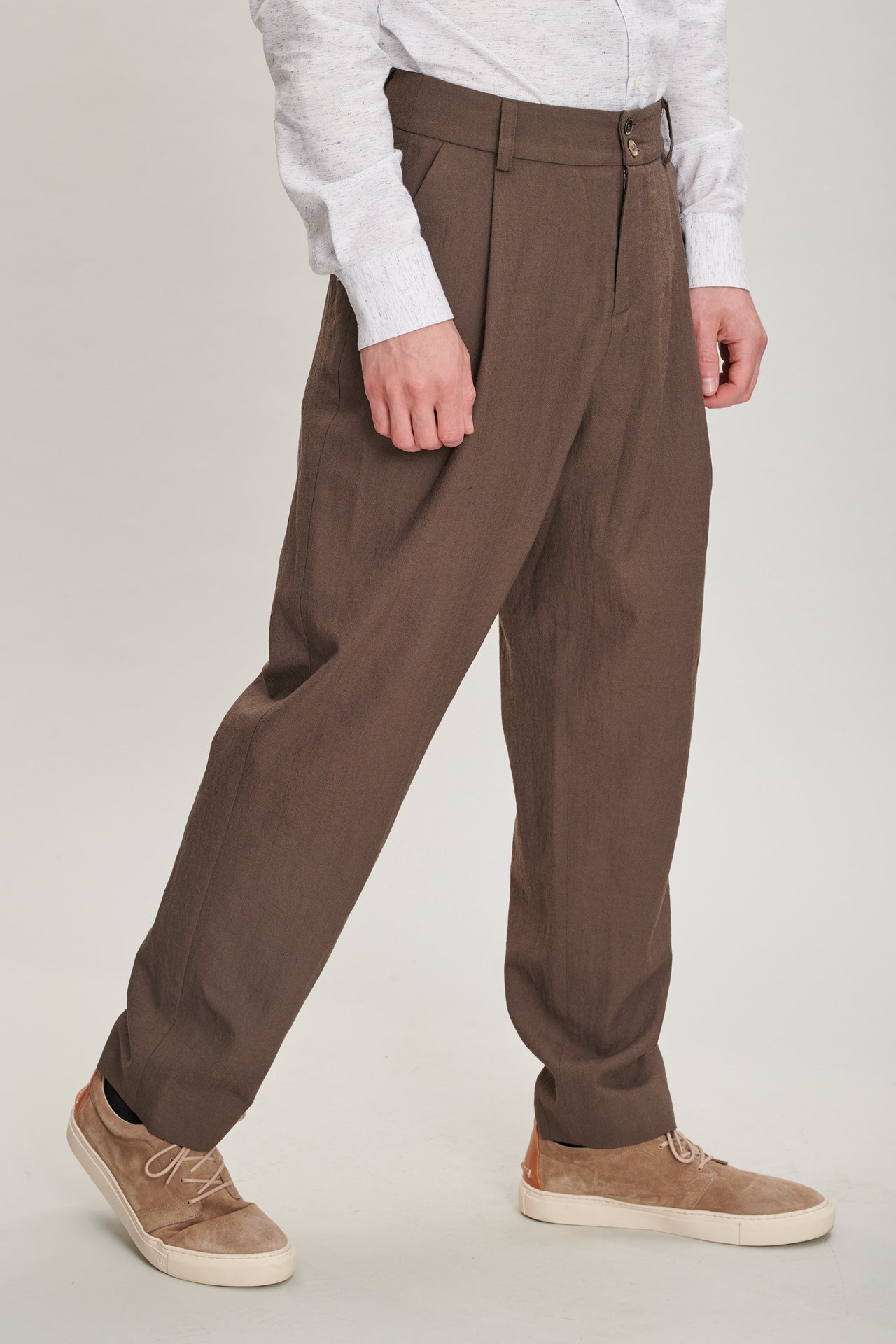 Olive Brown Merino Wool Trousers