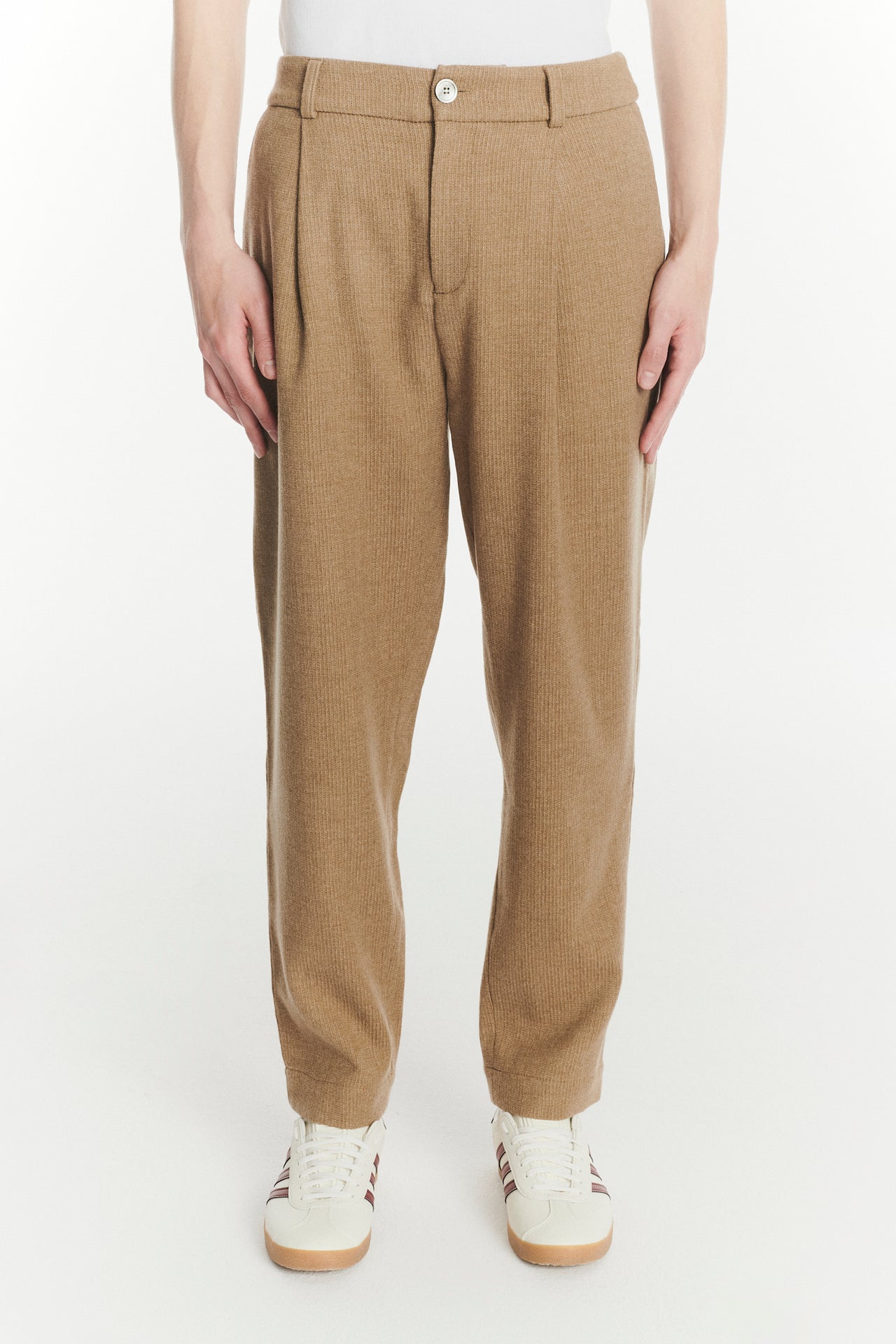 Made to Order Genuine Trousers in the Finest Light Beige Virgin Wool and Cashmere from Giuseppe Botto