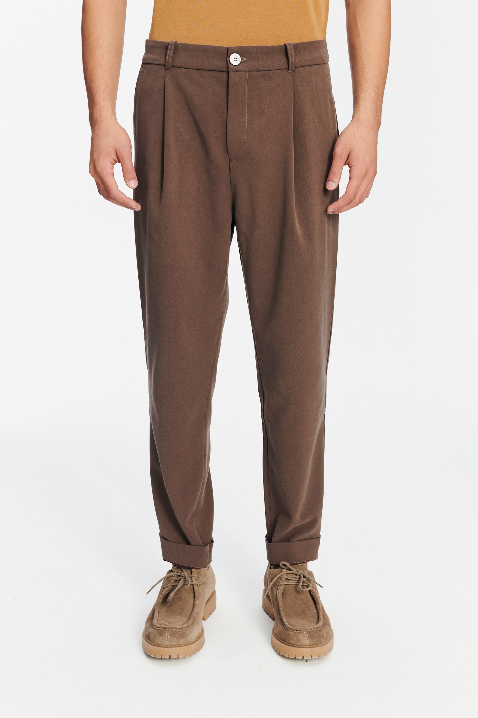 Genuine Trousers in the Finest Blend of Taupe Brown Italian Virgin Wool and Cotton