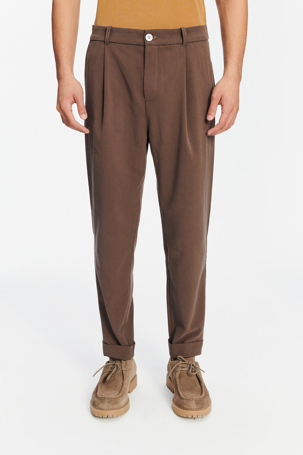 Pre Order - Genuine Trousers in the Finest Blend of Taupe Brown Italian Virgin Wool and Cotton
