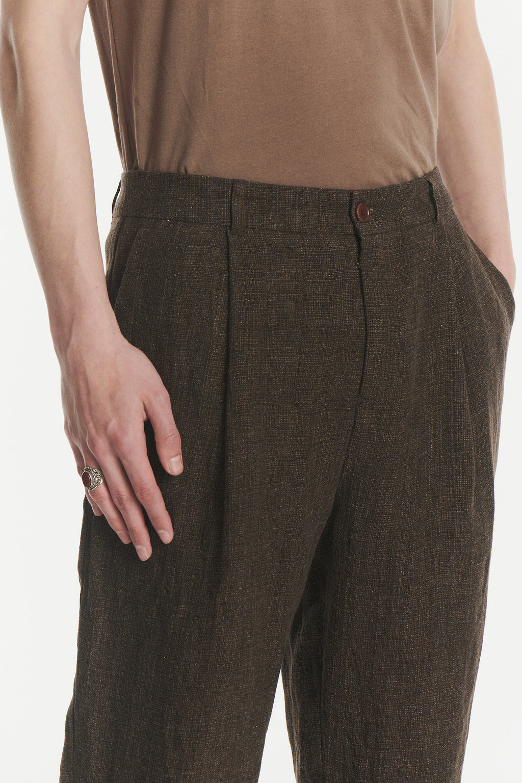 Genuine Trousers in a Brown Italian Linen Crepe