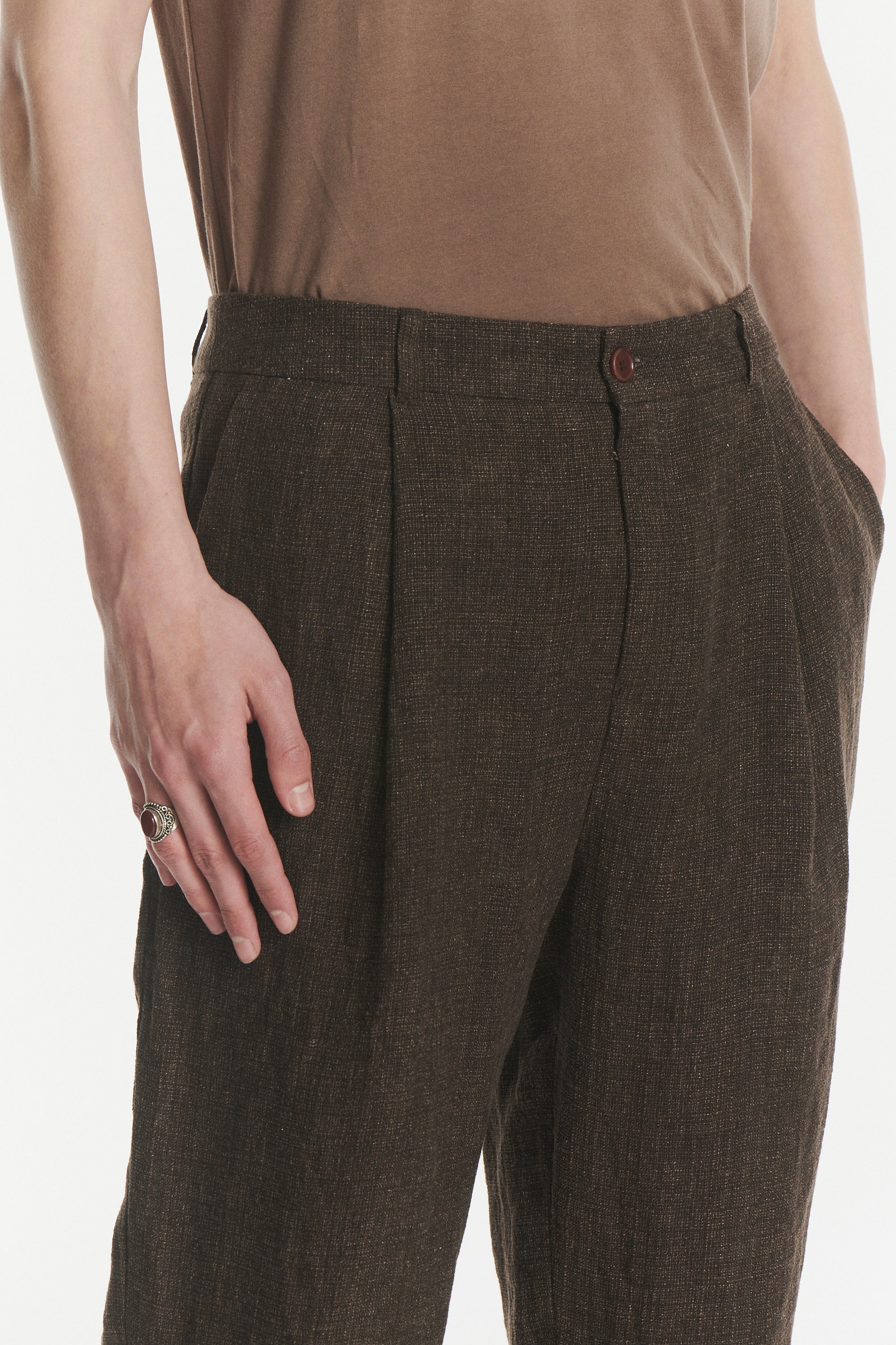 Genuine Trousers in a Brown Italian Linen Crepe