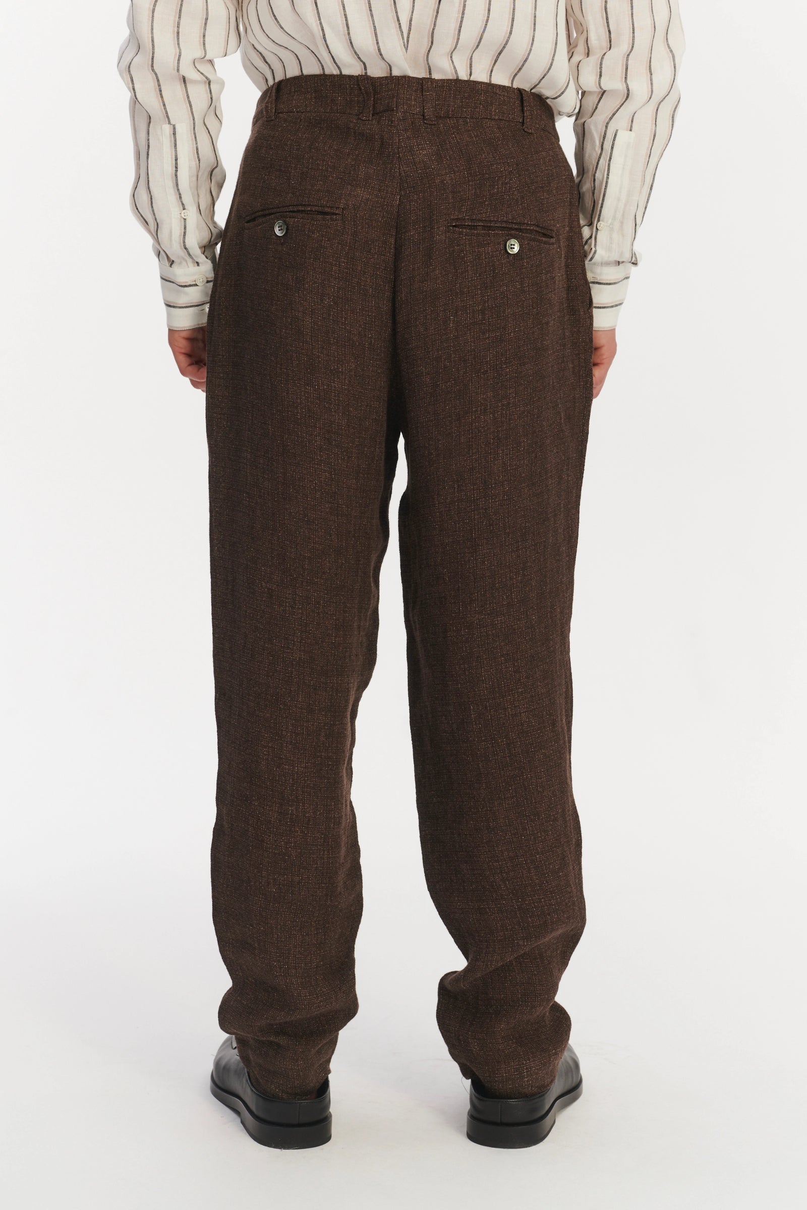 Genuine Trousers in the Finest Brown Italian Linen Crepe