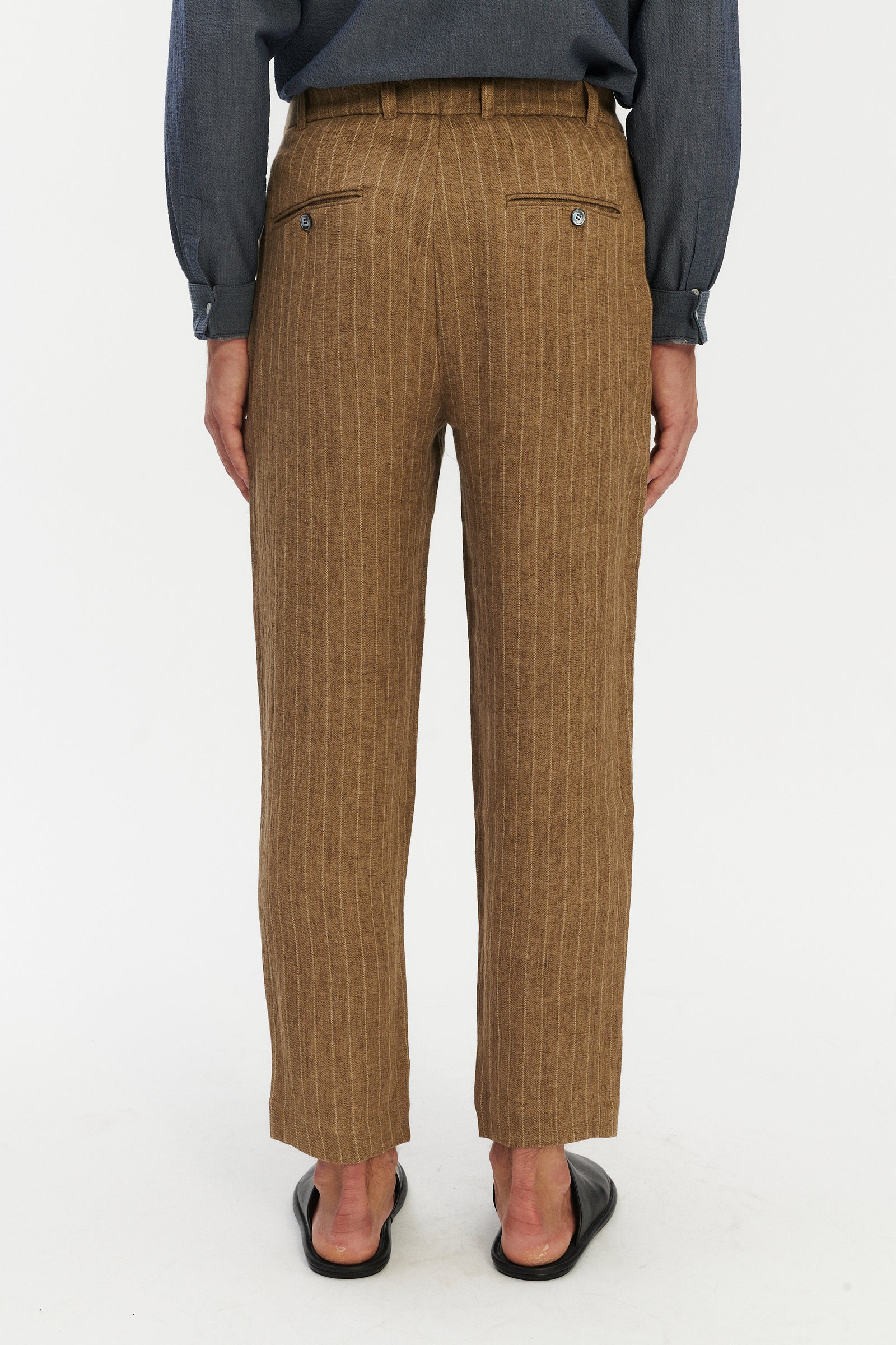 Genuine Trousers in a Camel Fluid Italian Linen and Viscose