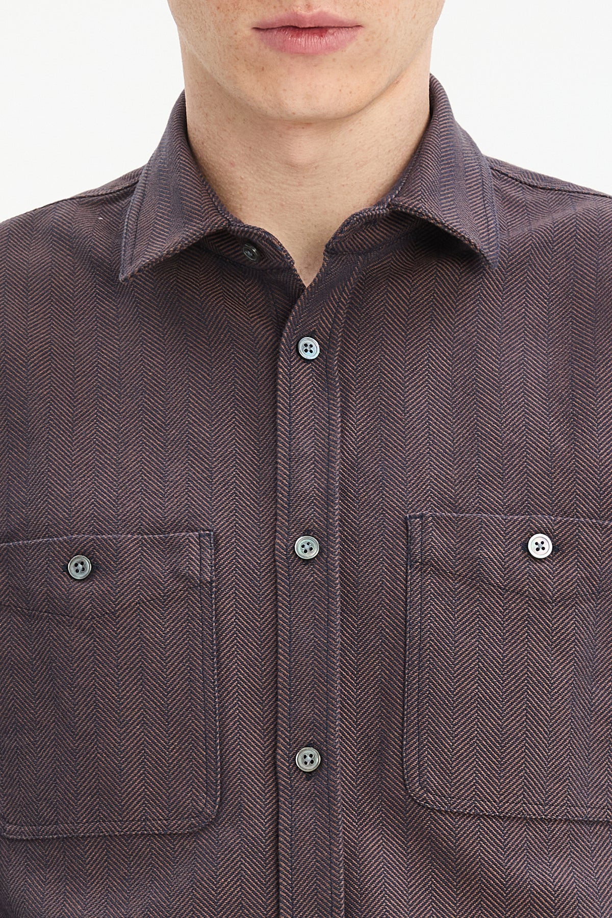 Gent Overshirt in Rust Portuguese Herringbone
