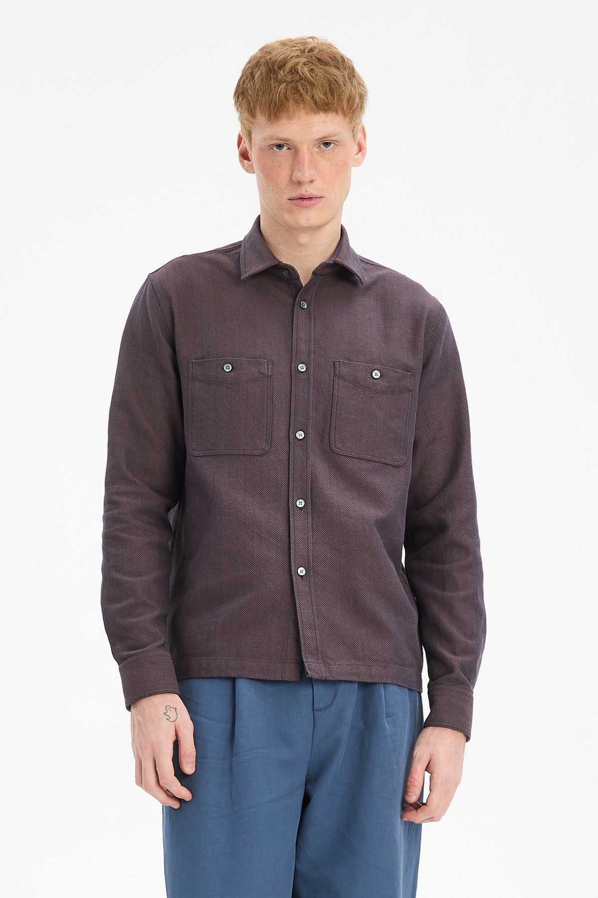 Gent Overshirt in Rust Portuguese Herringbone