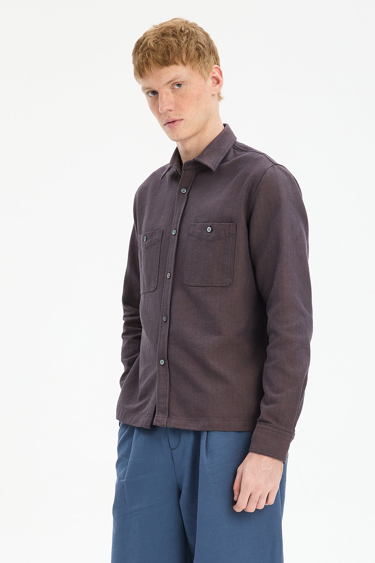 Gent Overshirt in Rust Portuguese Herringbone