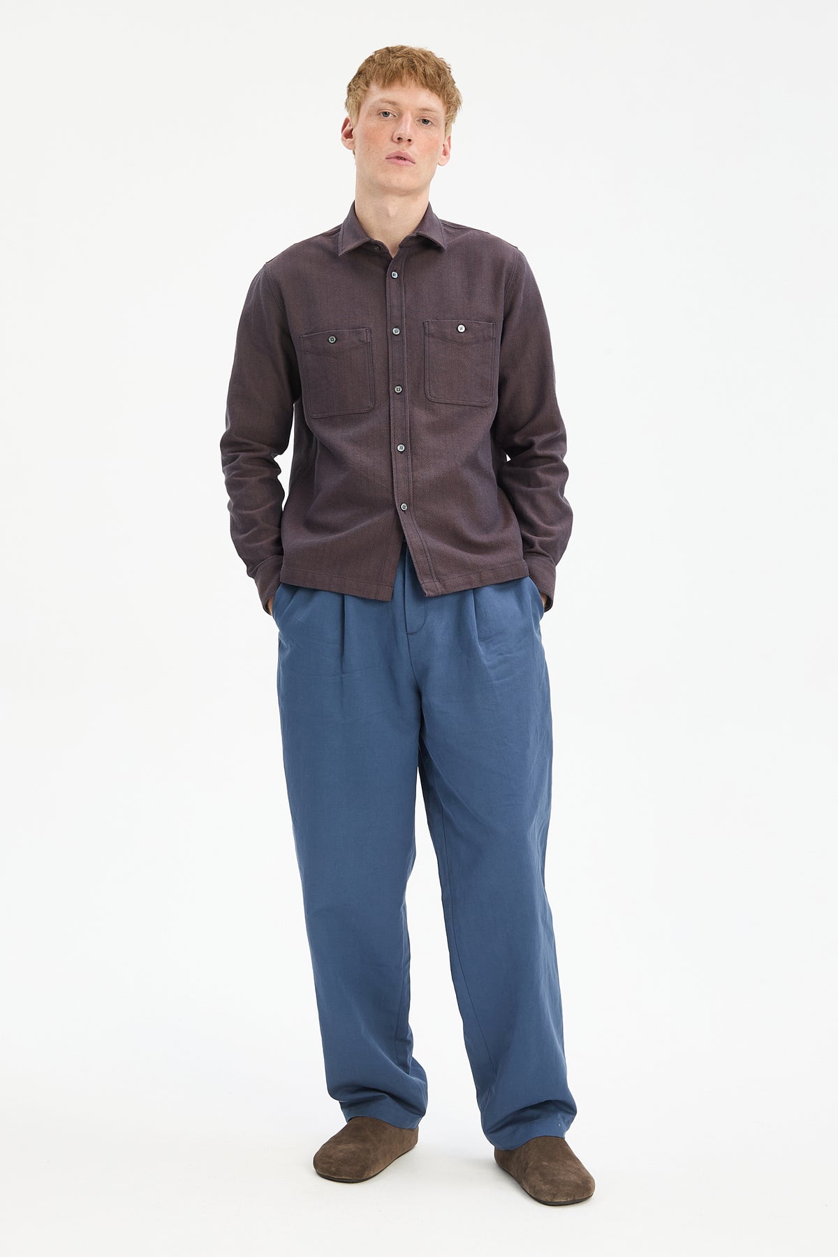 Gent Overshirt in Rust Portuguese Herringbone