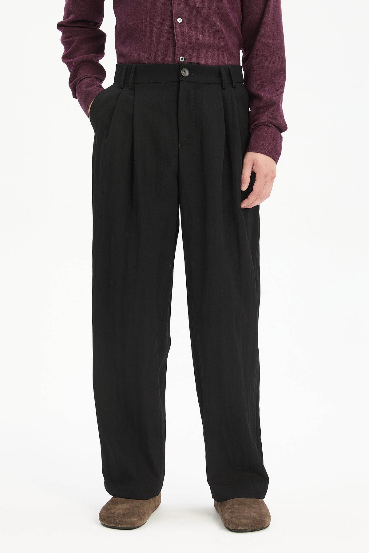 Utrecht Trousers in Black Italian Wool Twist