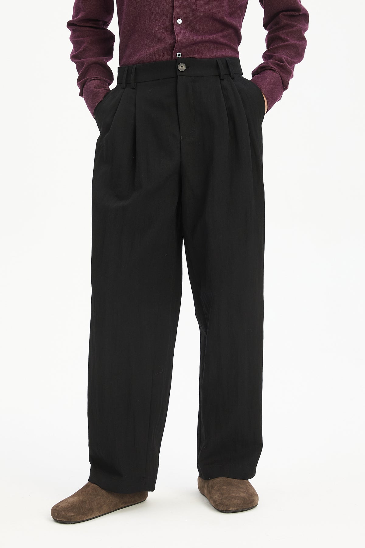 Utrecht Trousers in Black Italian Wool Twist