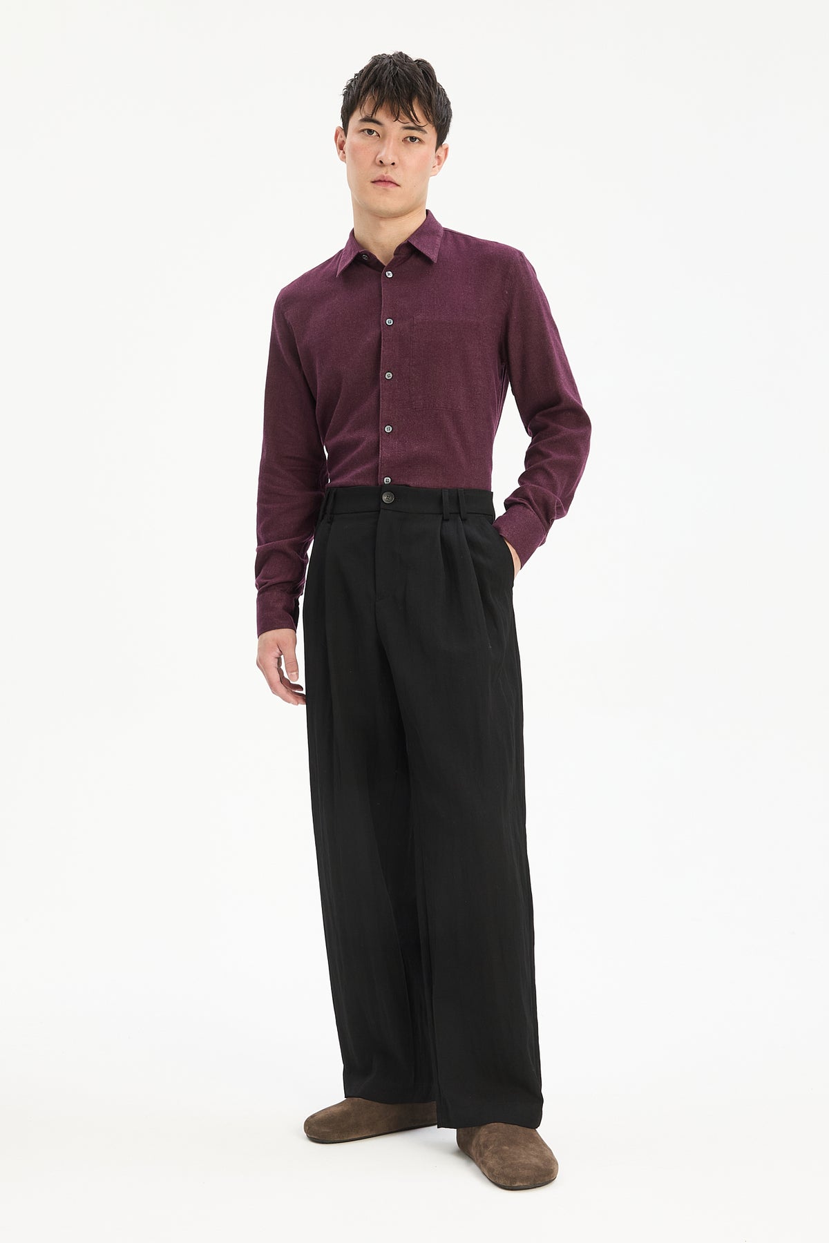 Utrecht Trousers in Black Italian Wool Twist