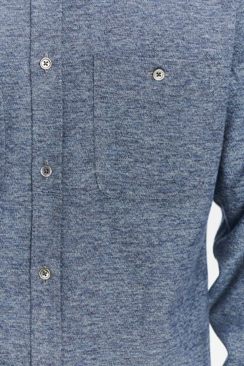 Carpenter Shirt in a Fine Blue Melange  Italian Cotton Flannel by Albini
