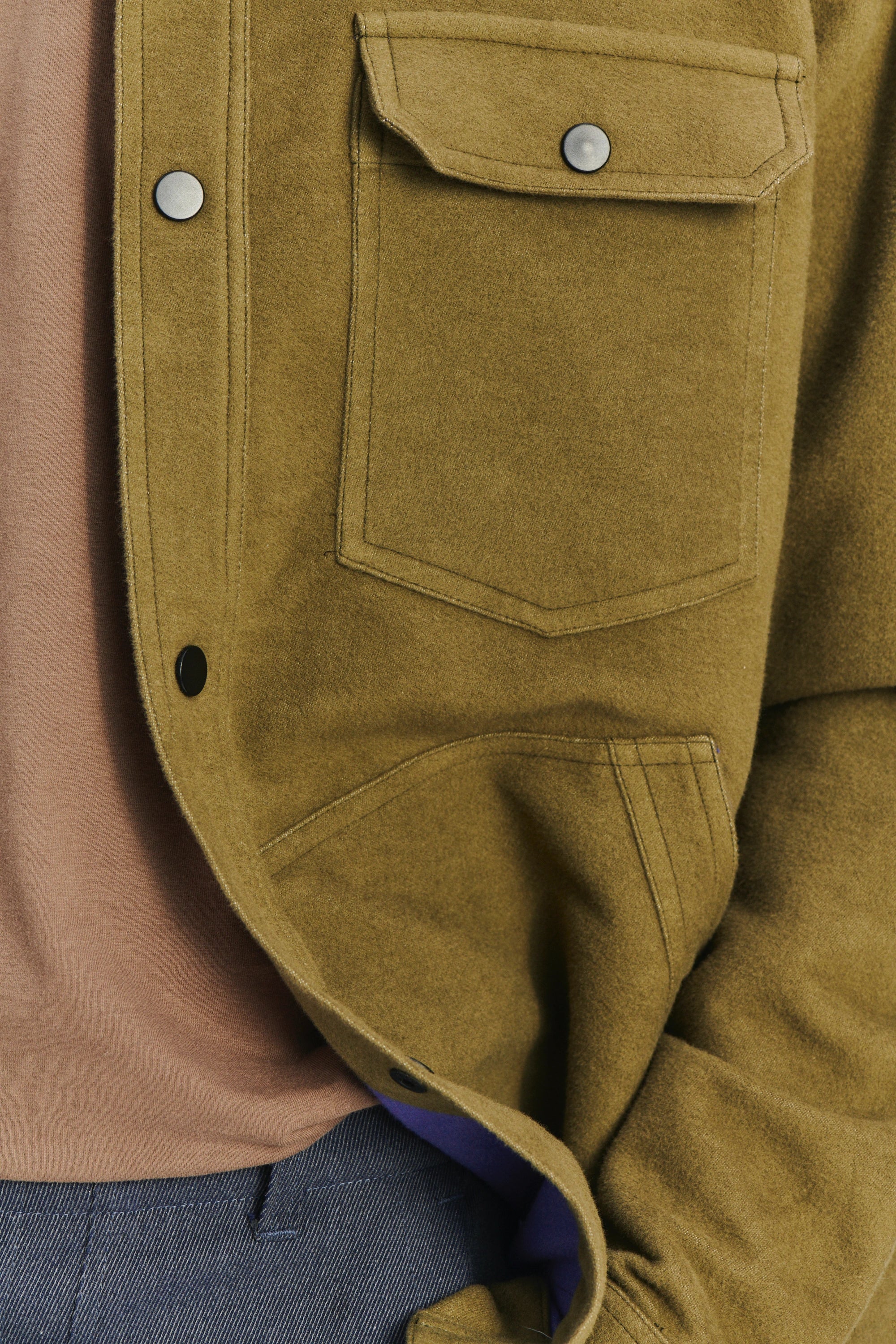 French Workwear Jacket in the Finest Green and Violet Blue Italian Double Sided Cotton
