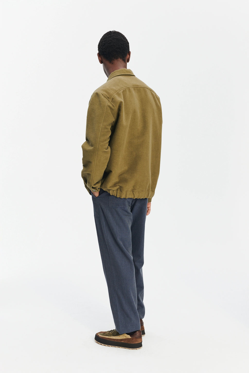 French Workwear Jacket in the Finest Green and Violet Blue Italian Double Sided Cotton