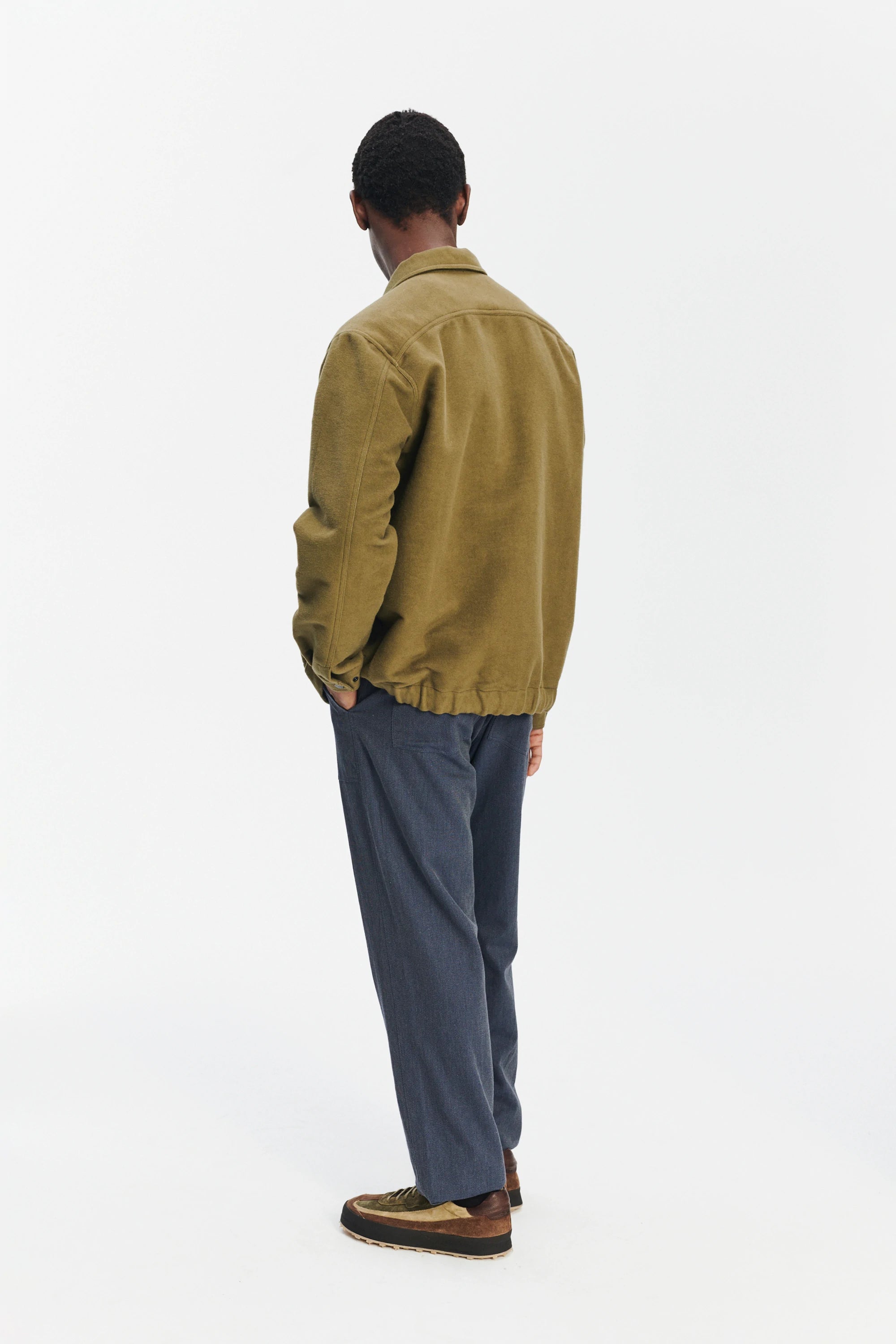 French Workwear Jacket in the Finest Green and Violet Blue Italian Double Sided Cotton
